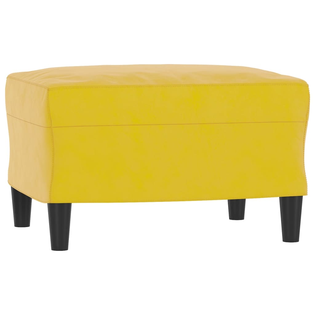 Canapé 3 places avec repose-pieds en velours jaune 180 cm