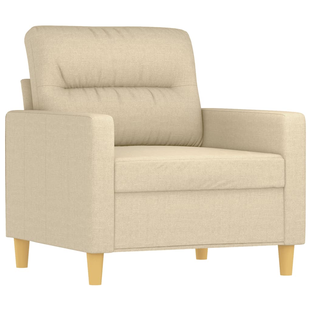 Fauteuil avec tabouret en tissu crème 60 cm