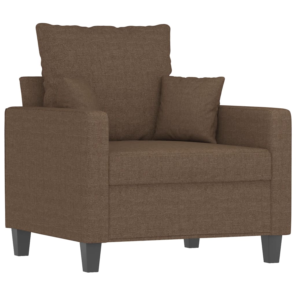 Fauteuil avec tabouret en tissu marron 60 cm