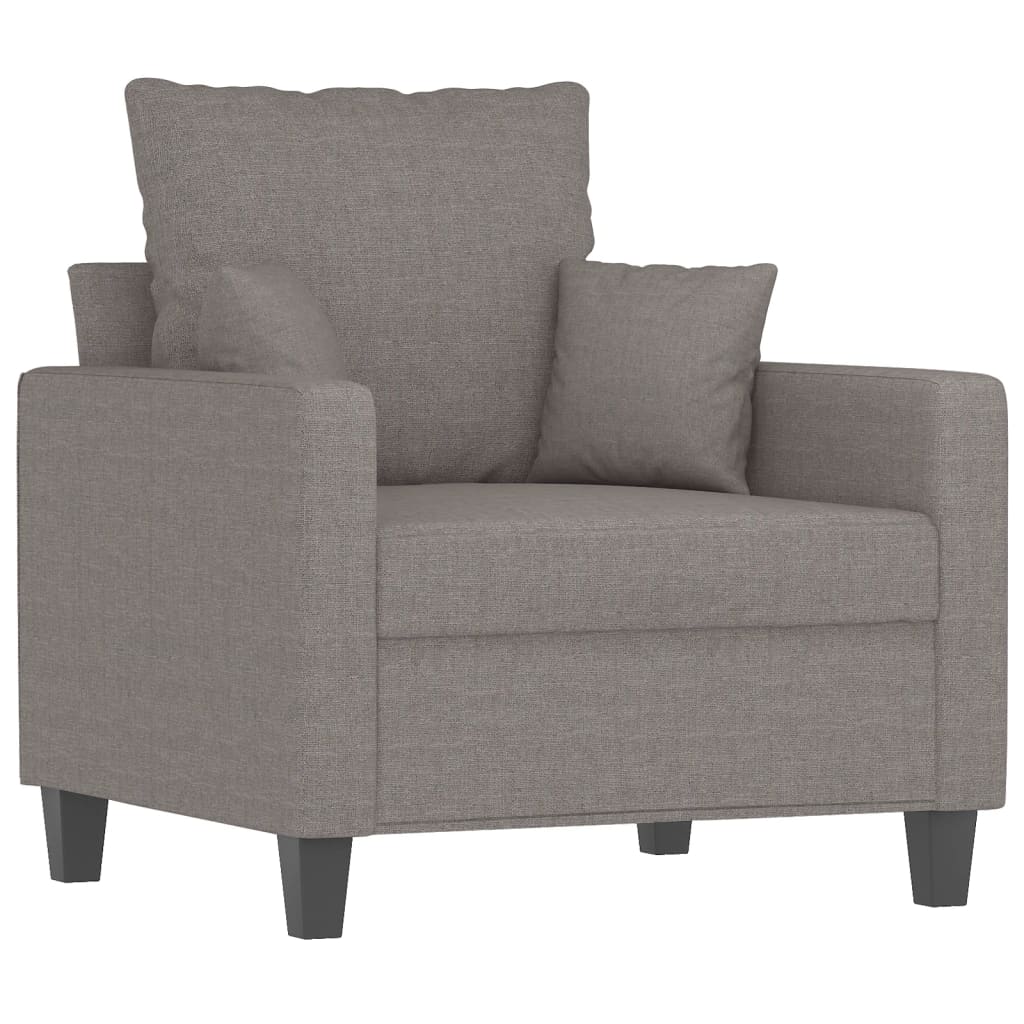 Fauteuil avec tabouret en tissu taupe 60 cm