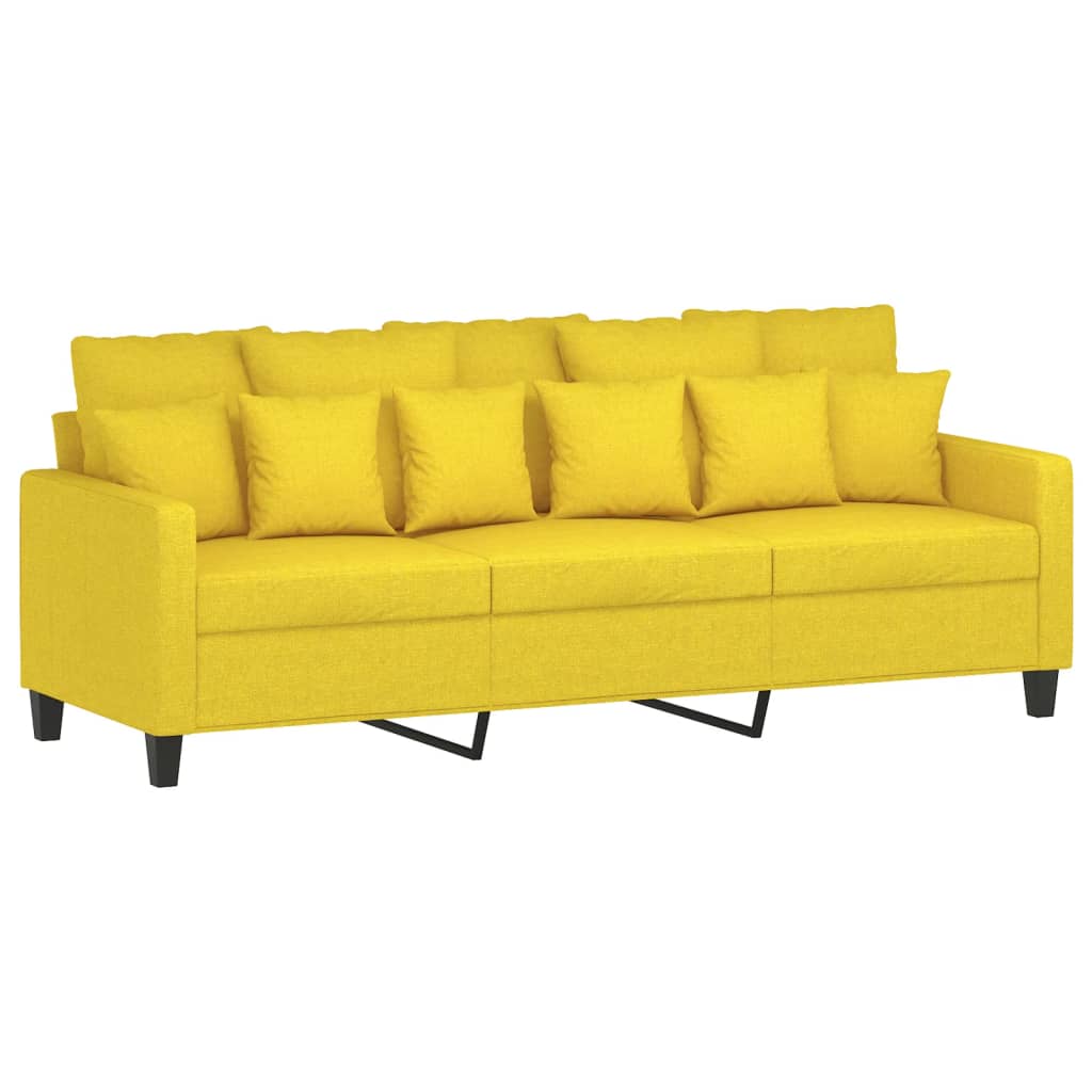 3-seater sofa with footstool light yellow 180 cm fabric