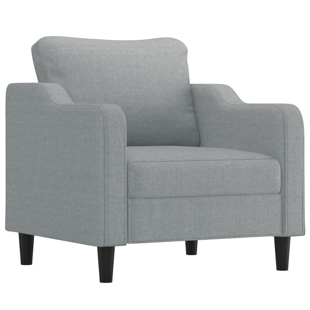 Fauteuil avec tabouret en tissu gris clair 60 cm