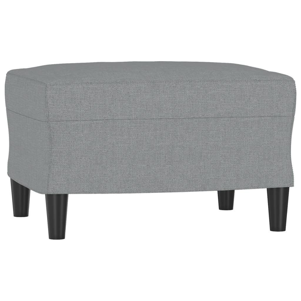Fauteuil avec tabouret en tissu gris clair 60 cm