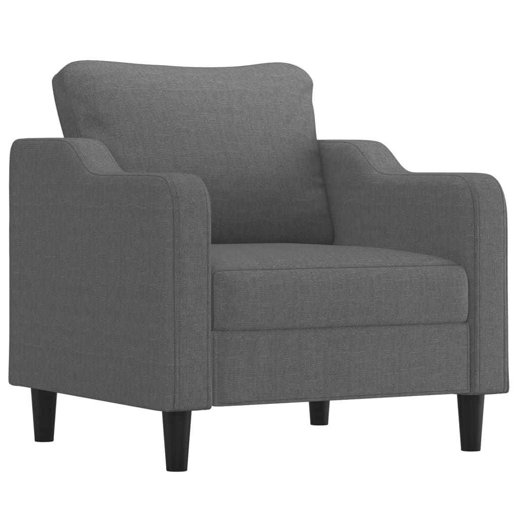 Fauteuil avec tabouret en tissu gris foncé 60 cm