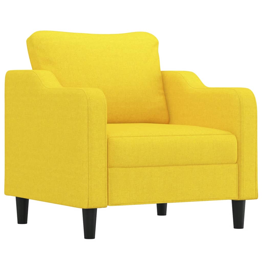 Fauteuil avec tabouret en tissu jaune clair 60 cm