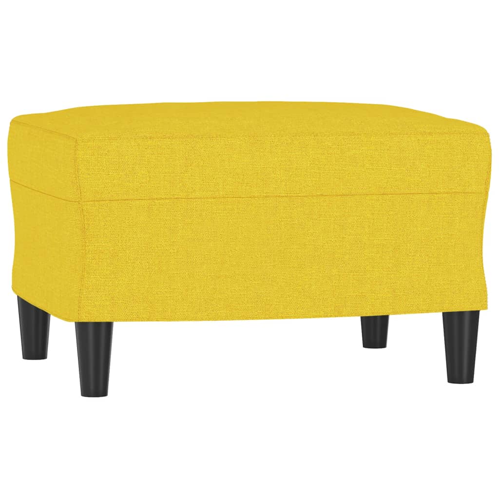 Fauteuil avec tabouret en tissu jaune clair 60 cm