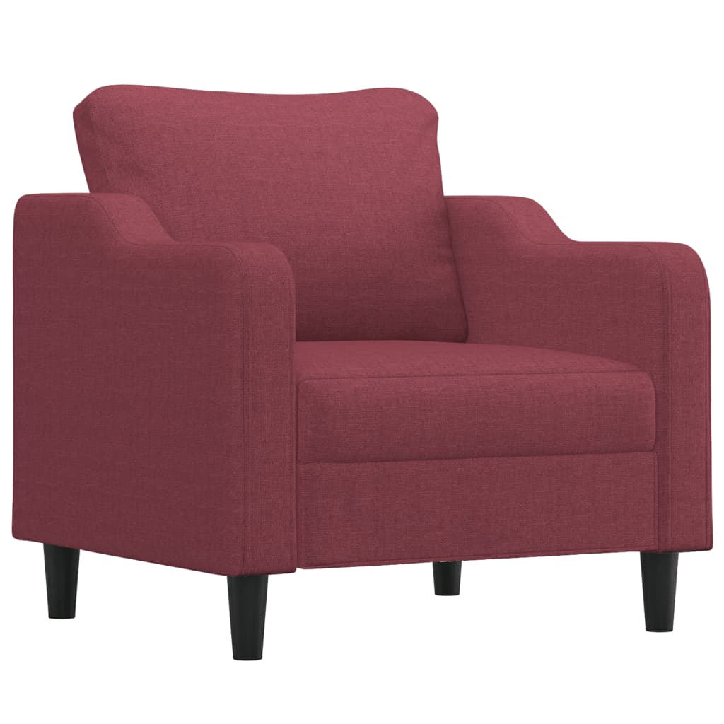 Fauteuil avec tabouret en tissu rouge vin 60 cm