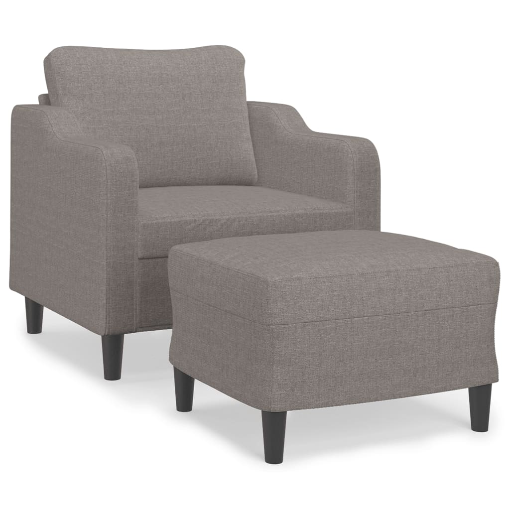 Fauteuil avec tabouret en tissu taupe 60 cm