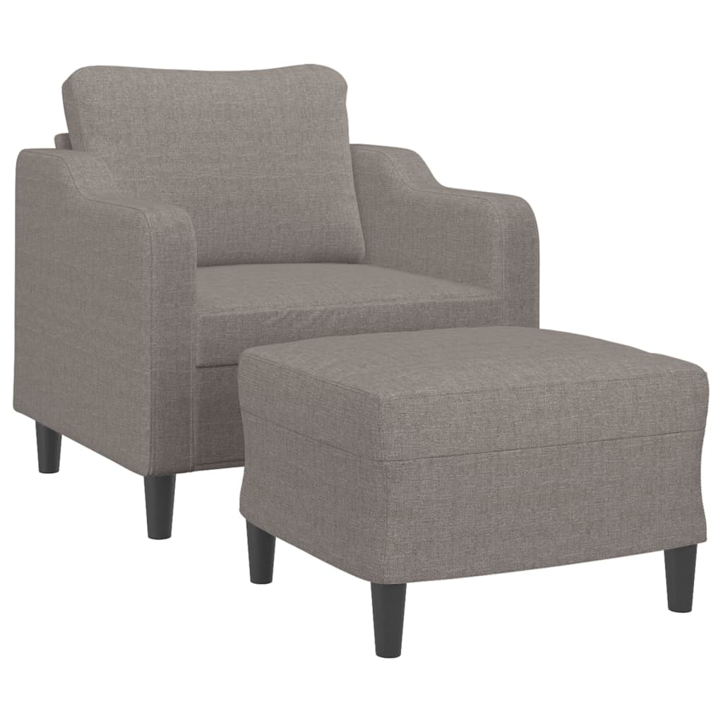 Fauteuil avec tabouret en tissu taupe 60 cm