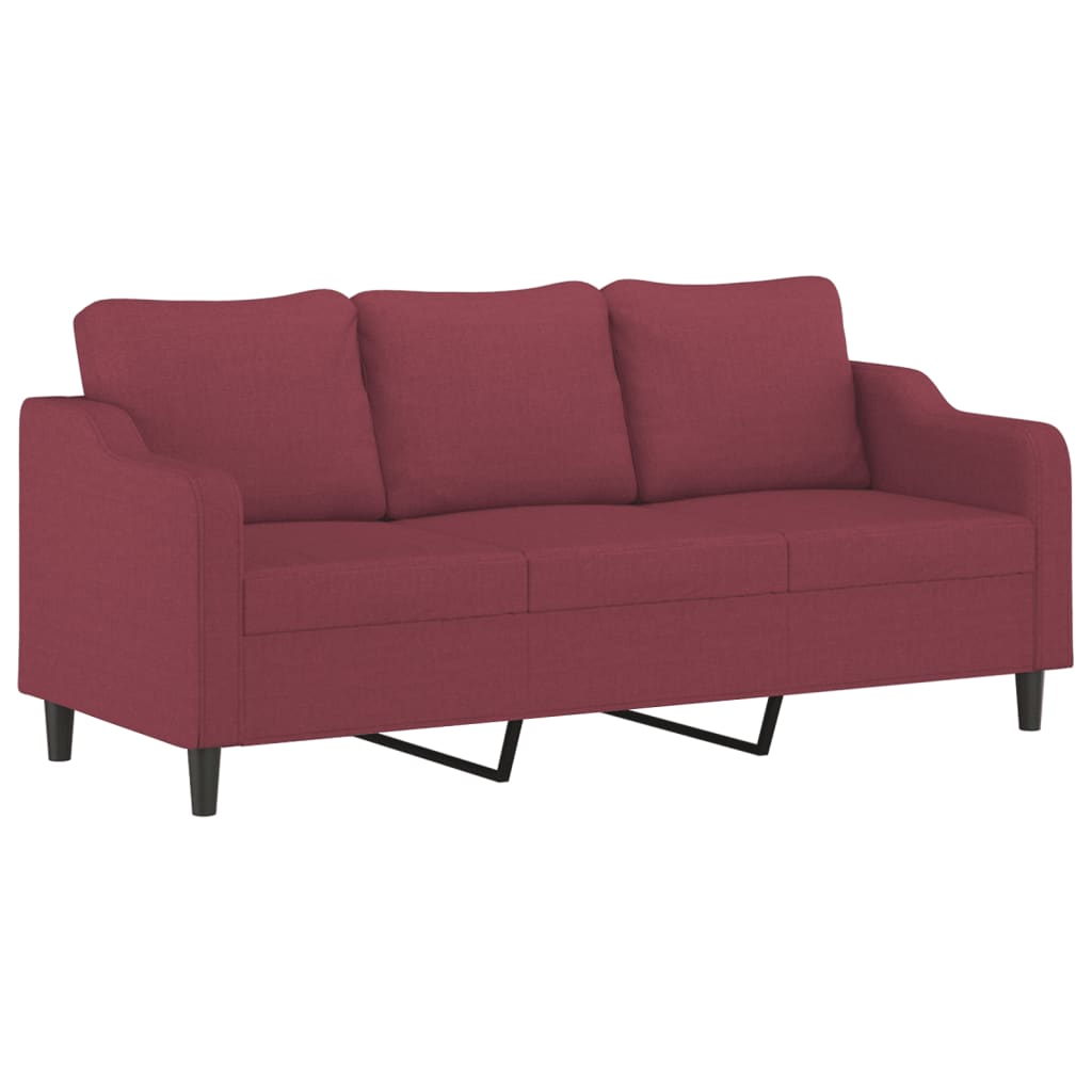 Canapé 3 places avec repose-pieds en tissu rouge vin 180 cm