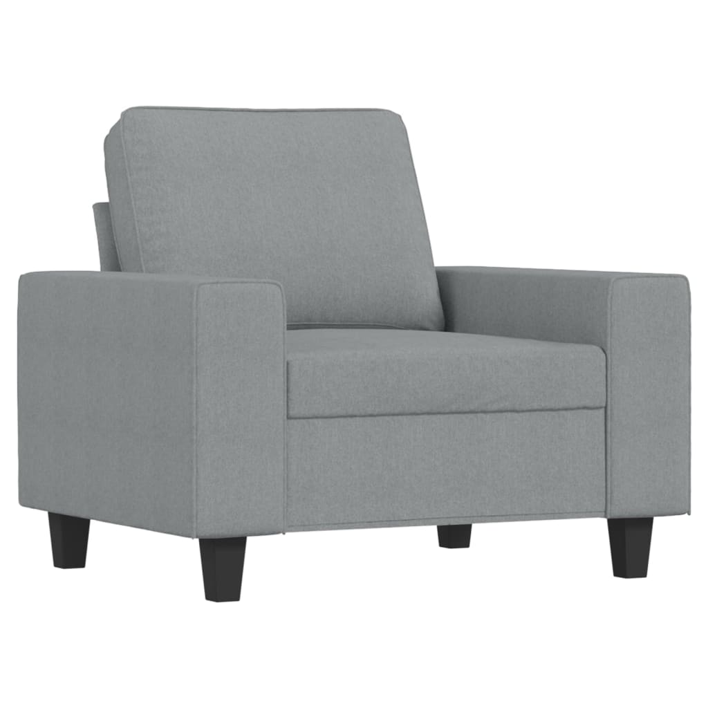 Fauteuil avec tabouret en tissu gris clair 60 cm
