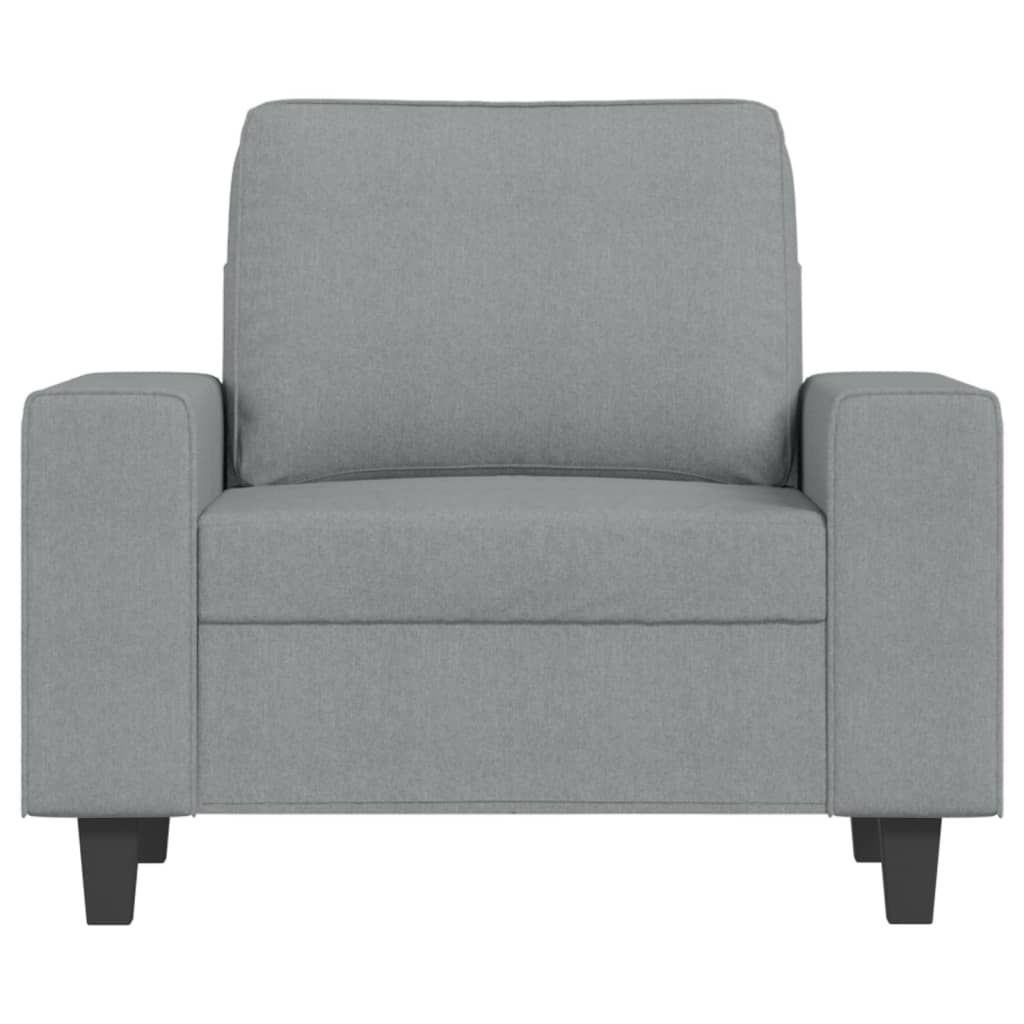 Fauteuil avec tabouret en tissu gris clair 60 cm