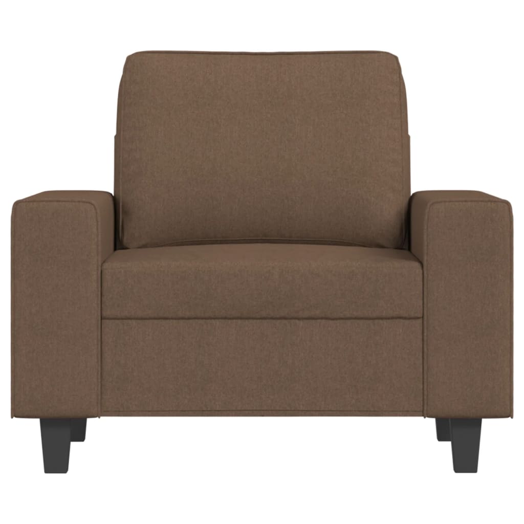 Fauteuil avec tabouret en tissu marron 60 cm
