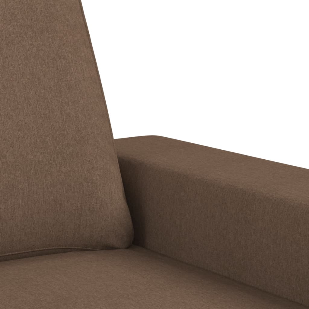 Fauteuil avec tabouret en tissu marron 60 cm