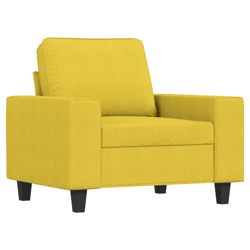 Fauteuil avec tabouret en tissu jaune clair 60 cm