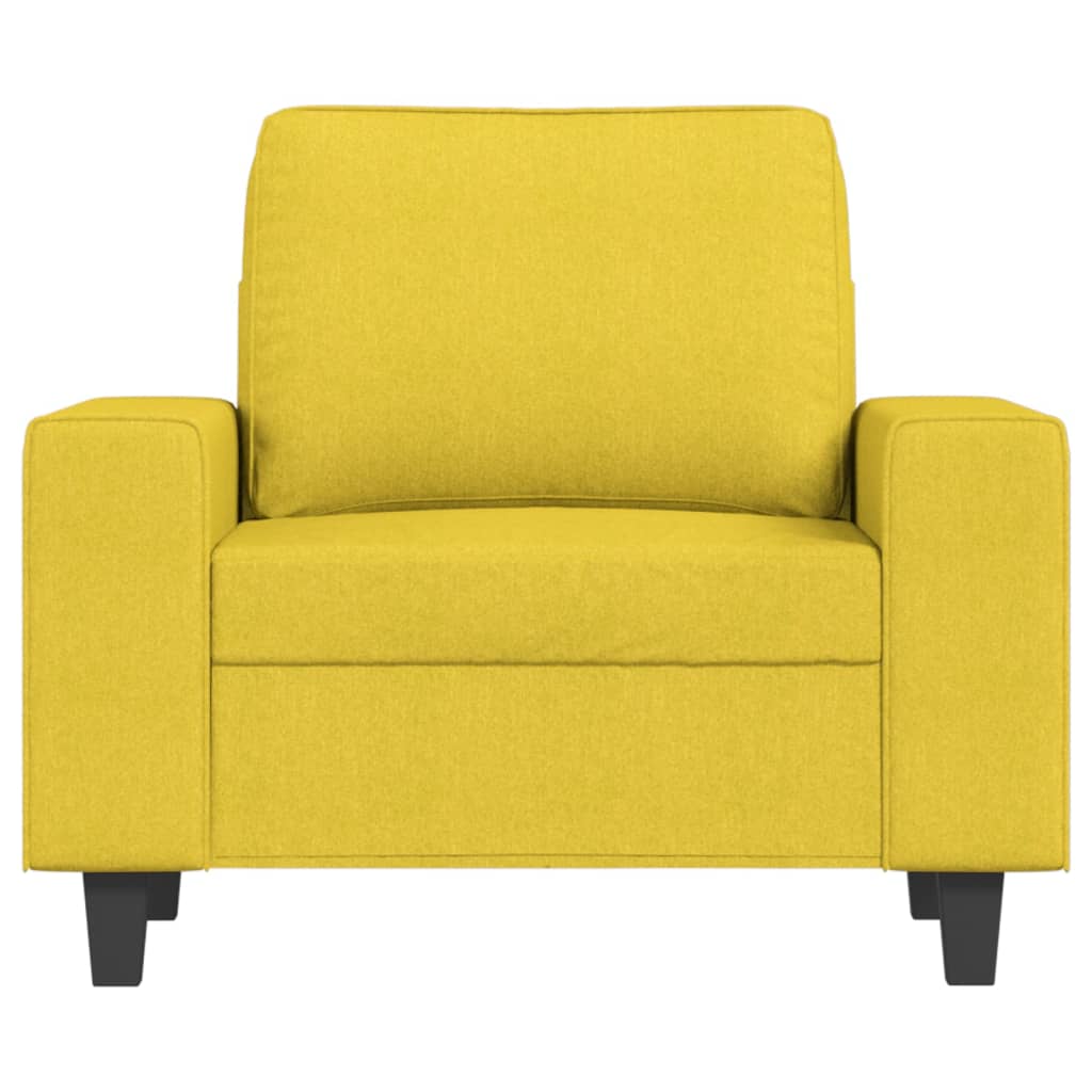 Fauteuil avec tabouret en tissu jaune clair 60 cm