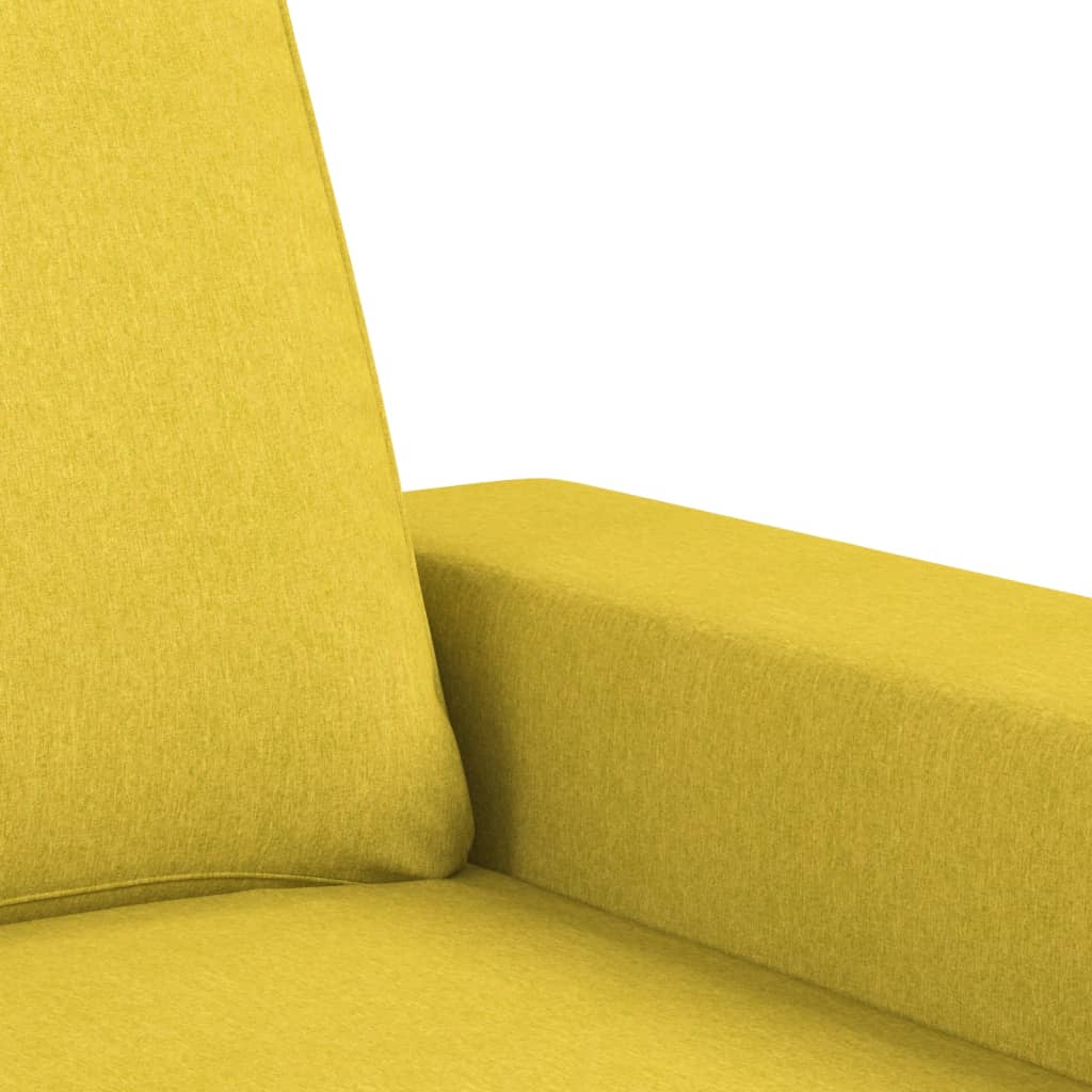 Fauteuil avec tabouret en tissu jaune clair 60 cm