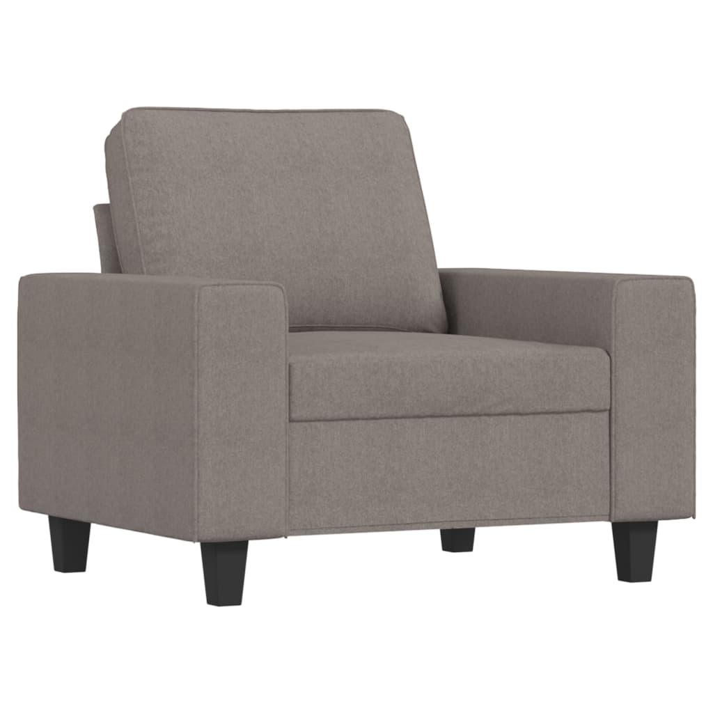 Fauteuil avec tabouret en tissu taupe 60 cm