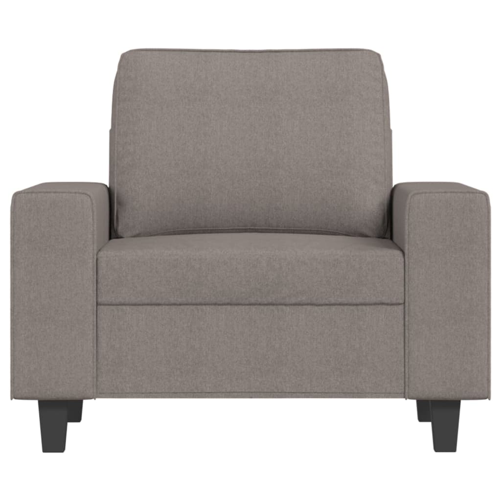 Fauteuil avec tabouret en tissu taupe 60 cm