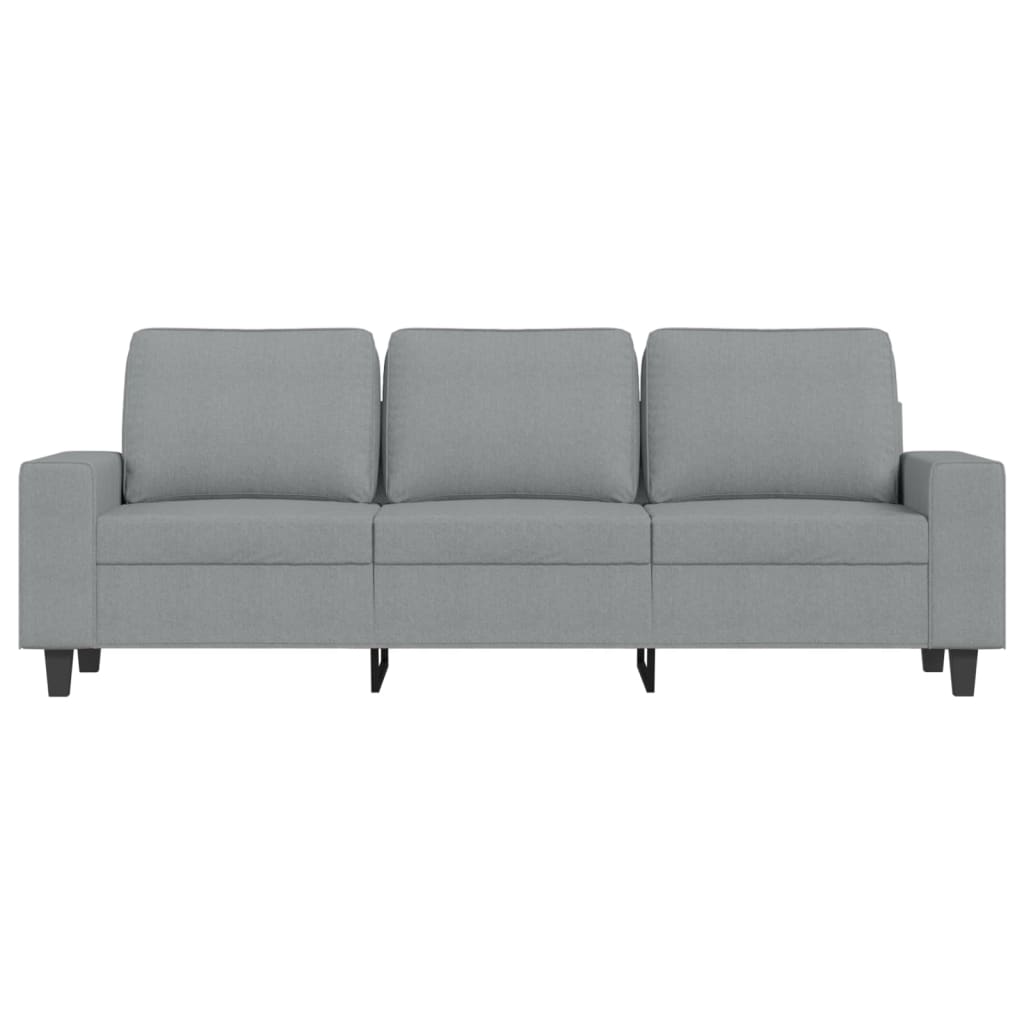 3-seater sofa with footstool light grey 180 cm fabric