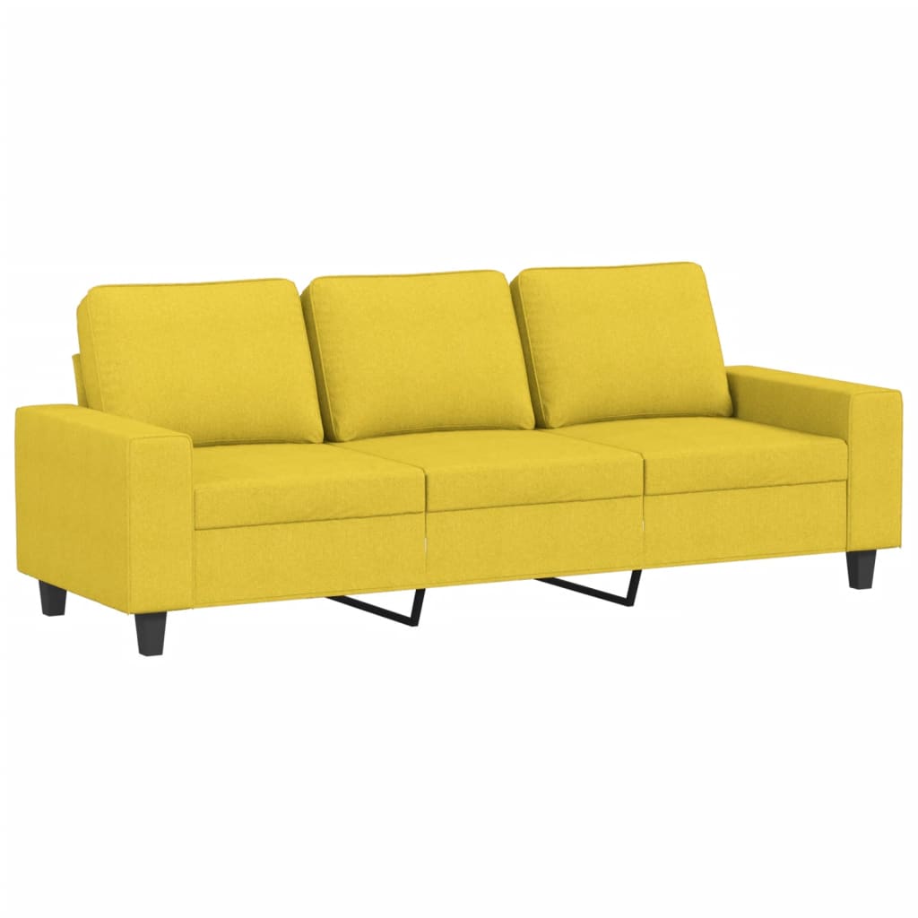 3-seater sofa with footstool light yellow 180 cm fabric