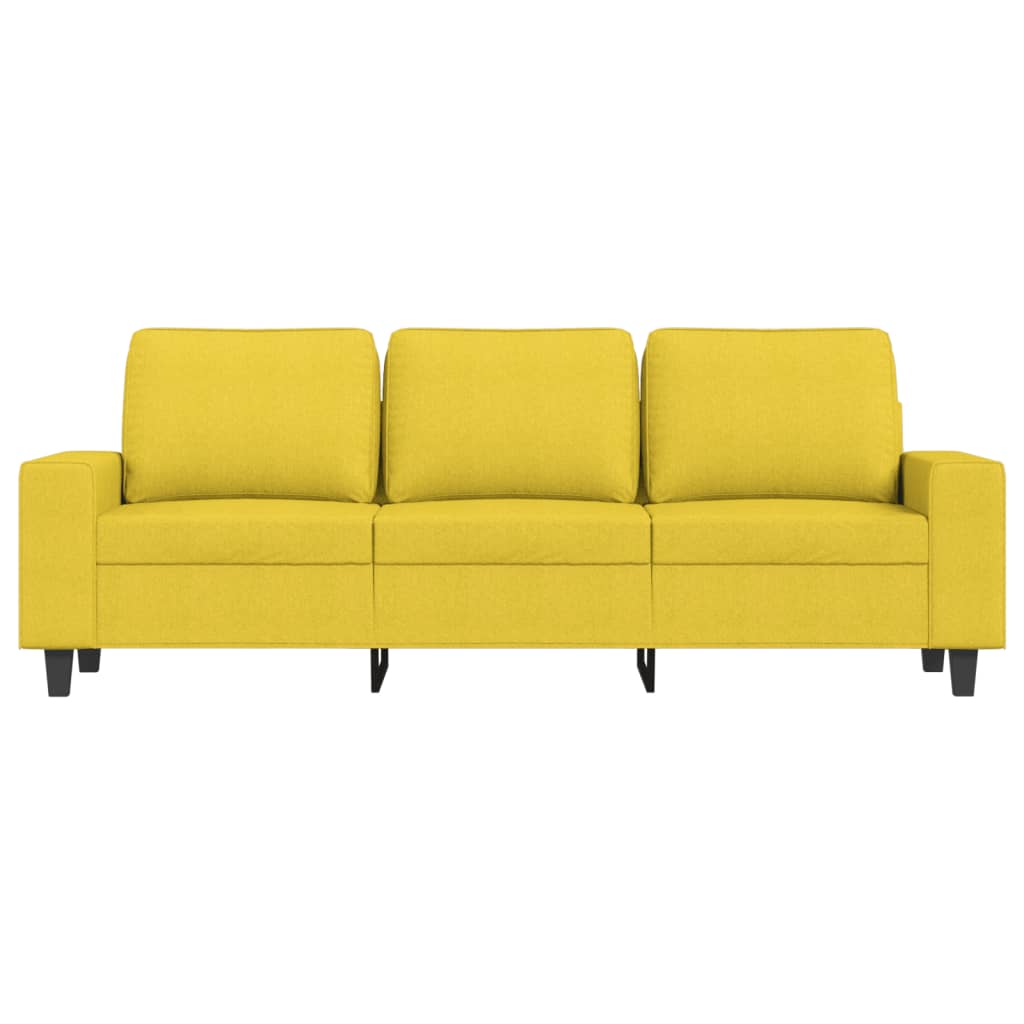 3-seater sofa with footstool light yellow 180 cm fabric