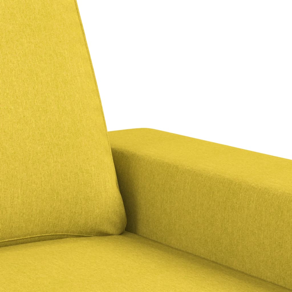 3-seater sofa with footstool light yellow 180 cm fabric