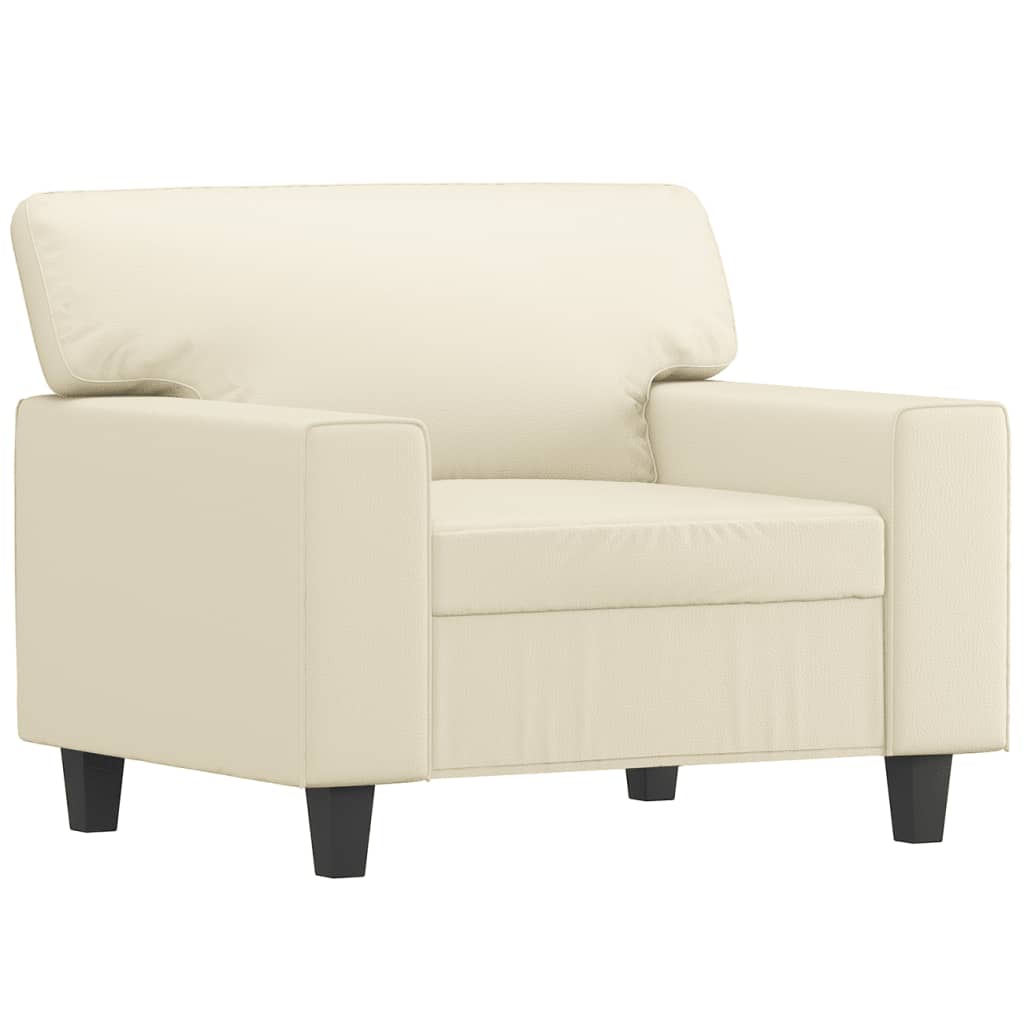 Sessel mit Hocker Creme 60 cm Kunstleder