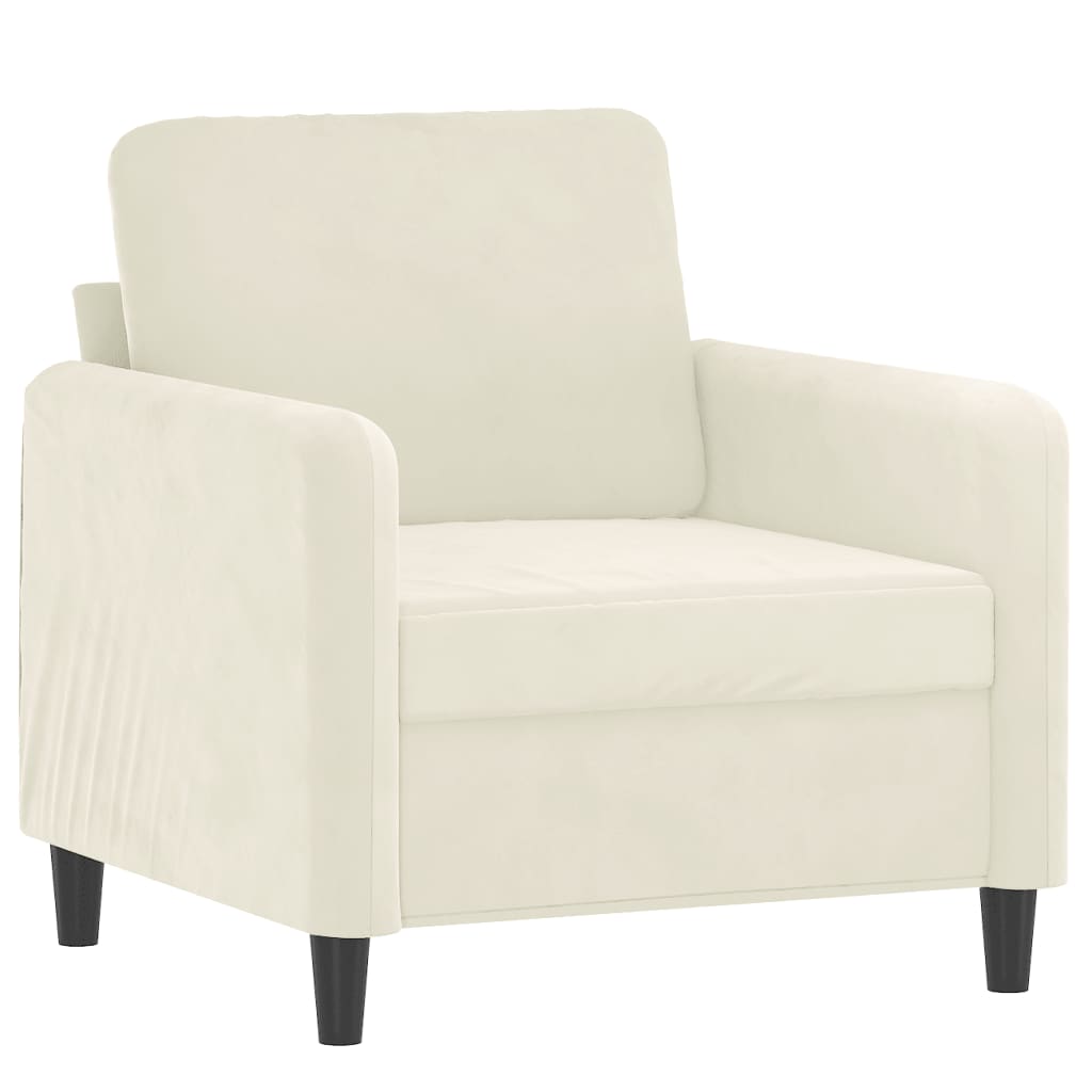 Sessel mit Hocker Creme 60 cm Samt