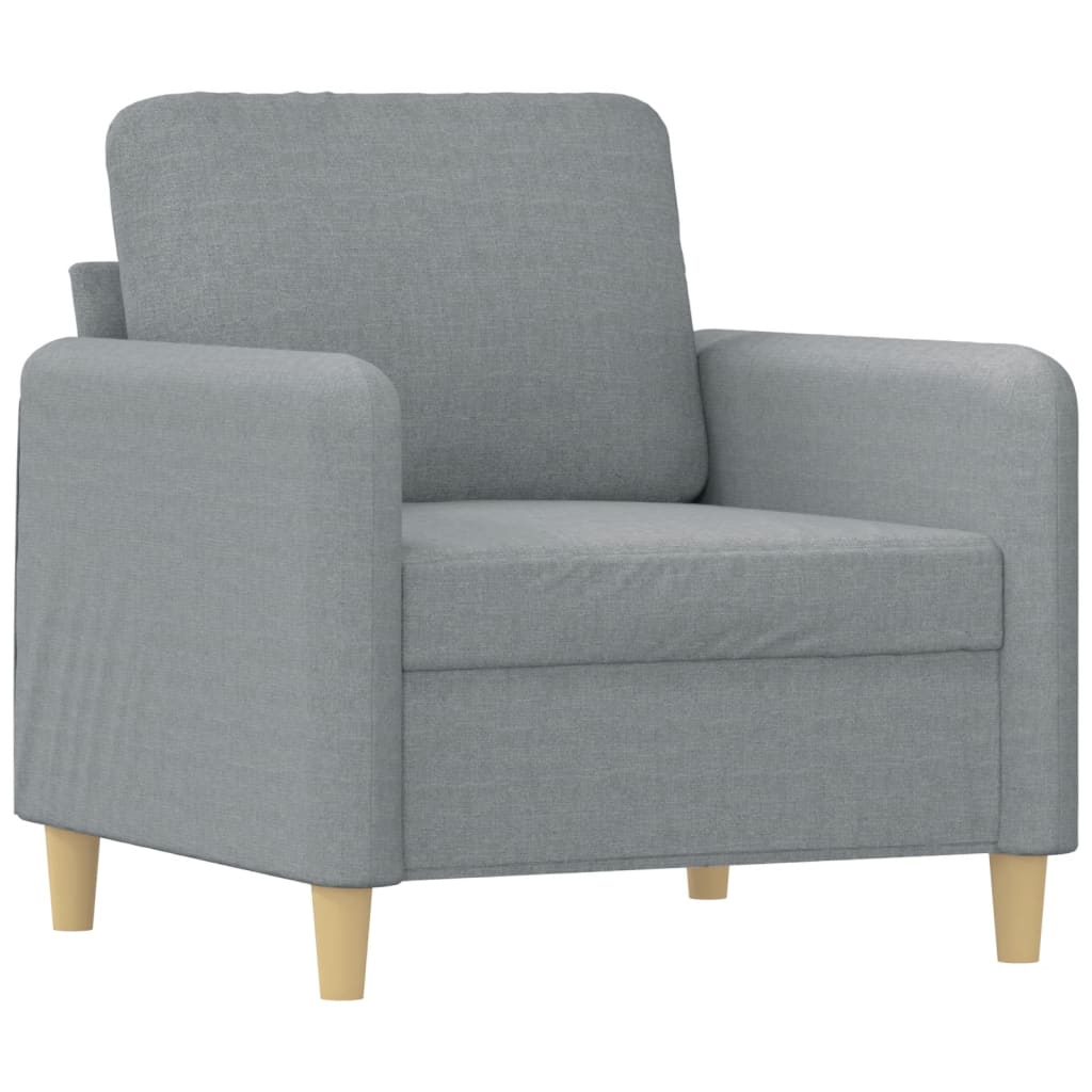 Fauteuil avec tabouret en tissu gris clair 60 cm
