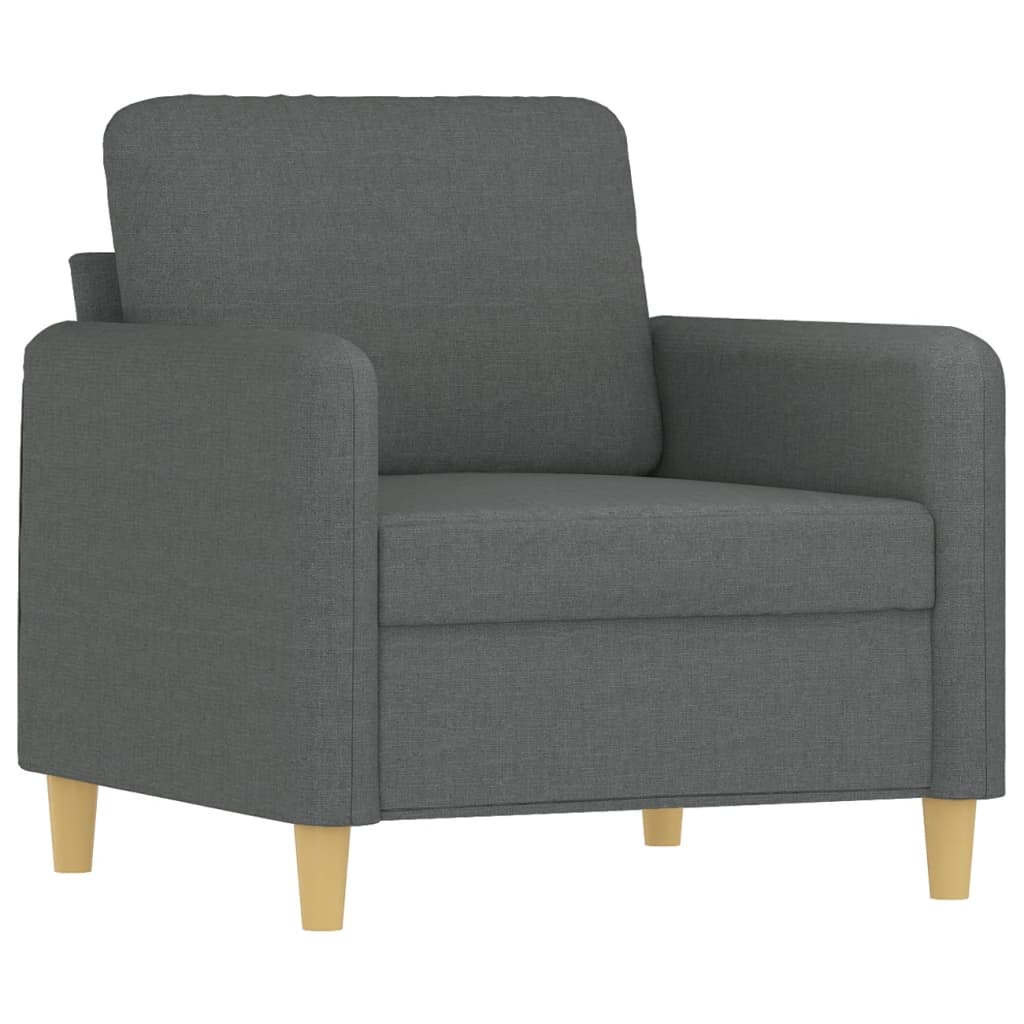 Fauteuil avec tabouret en tissu gris foncé 60 cm