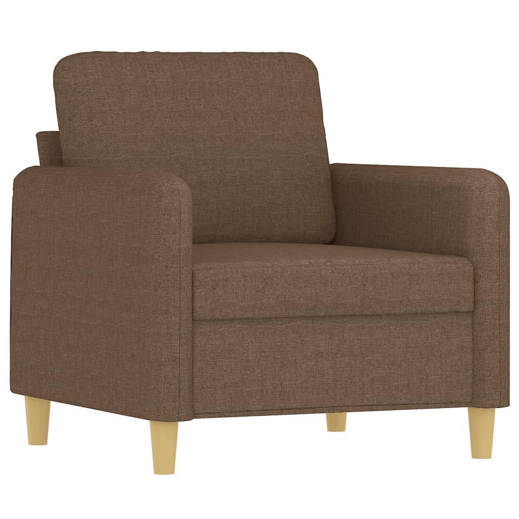 Fauteuil avec tabouret en tissu marron 60 cm