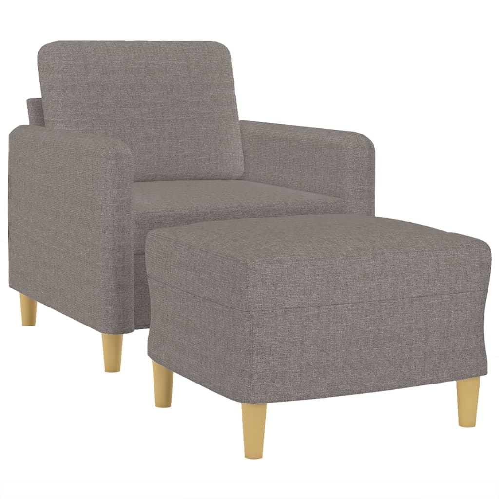 Fauteuil avec tabouret en tissu taupe 60 cm