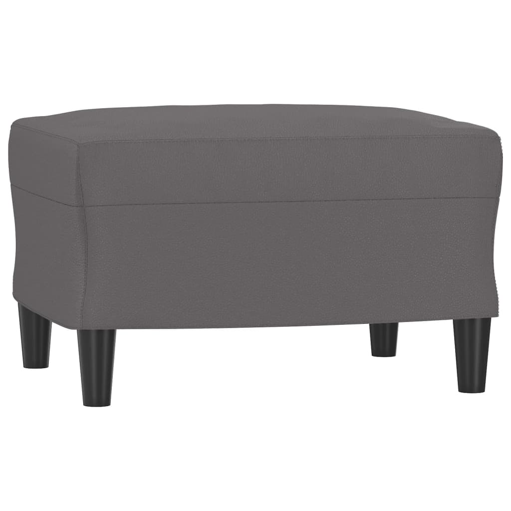 Fauteuil avec tabouret gris 60 cm en similicuir