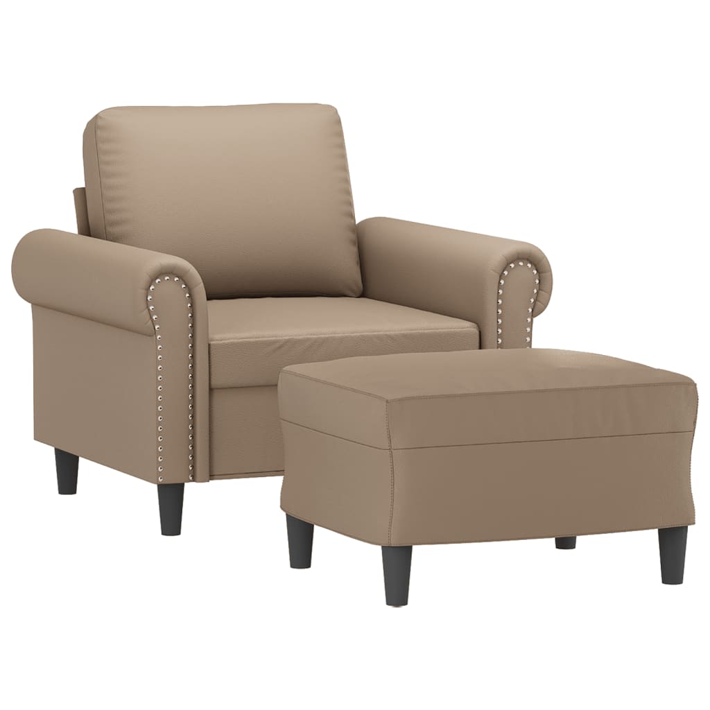 Sessel mit Hocker Cappuccino-Braun 60 cm Kunstleder