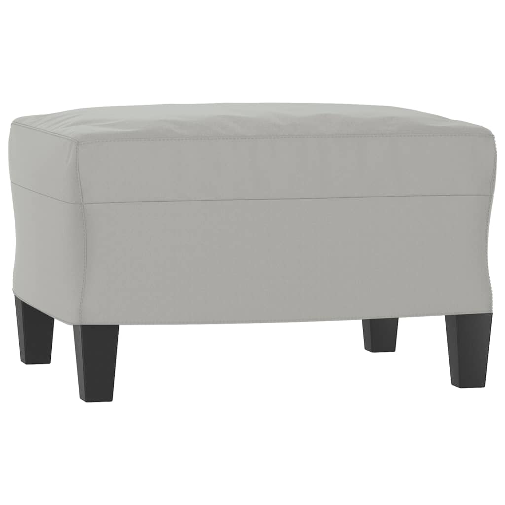 3-seater sofa with footstool light grey 180 cm microfiber fabric