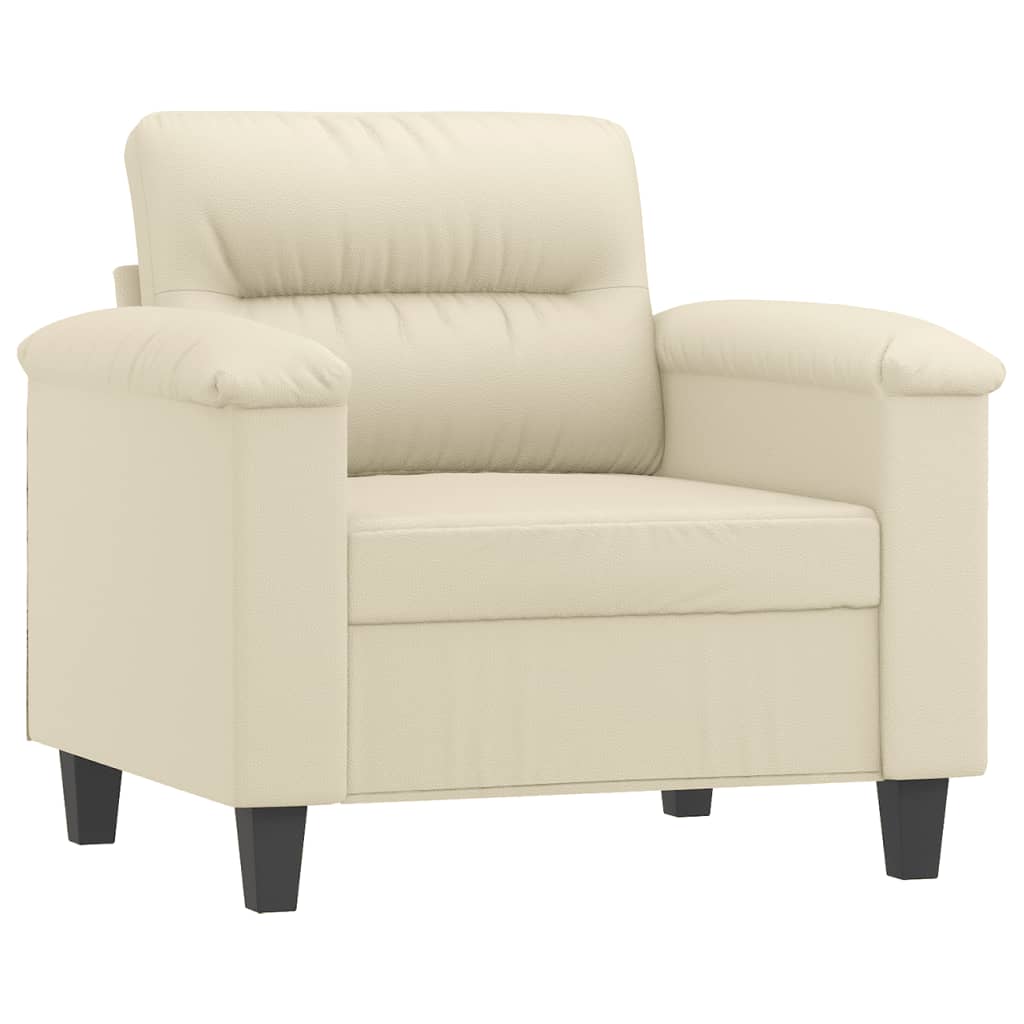 Fauteuil avec tabouret crème 60 cm simili cuir