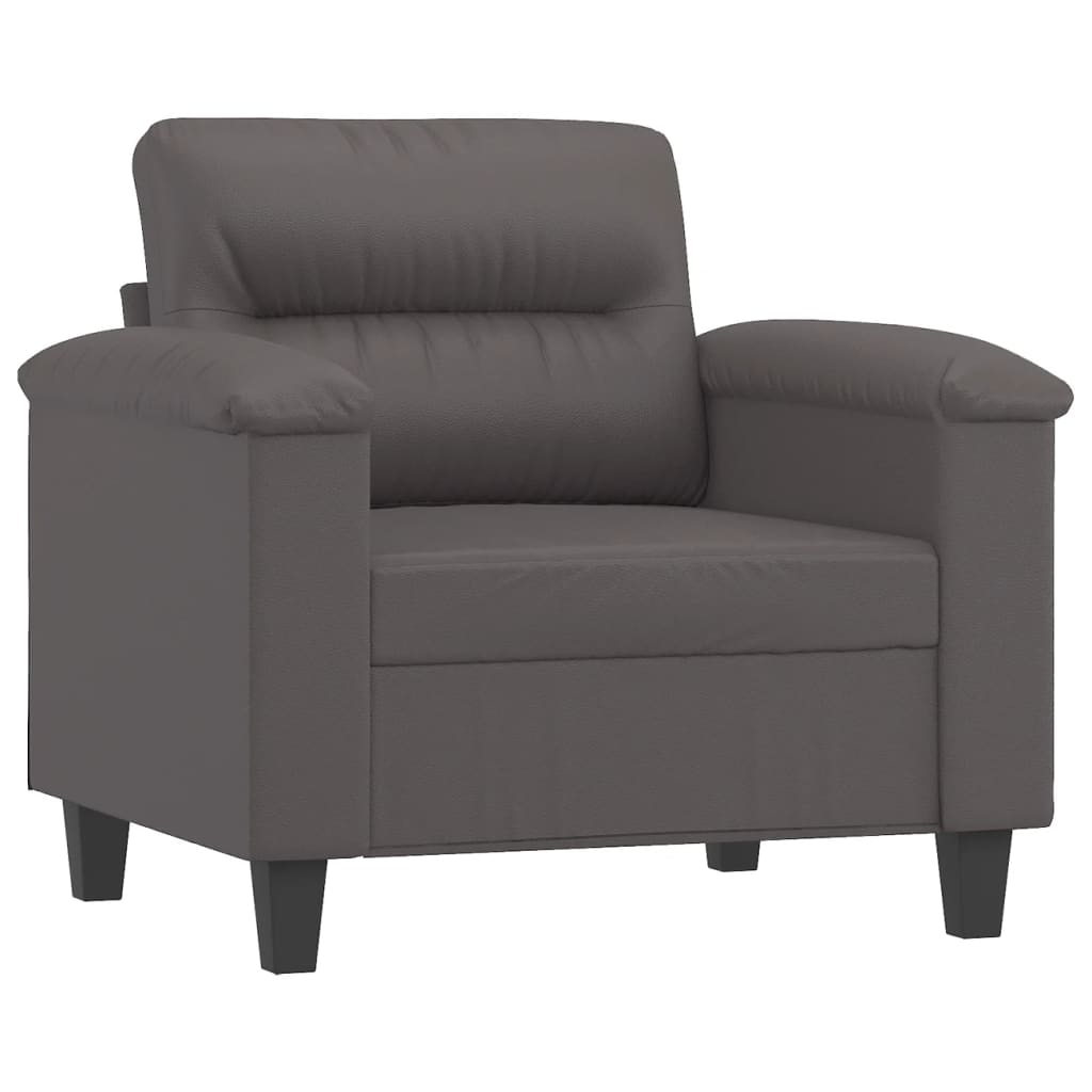 Fauteuil avec tabouret gris 60 cm en similicuir