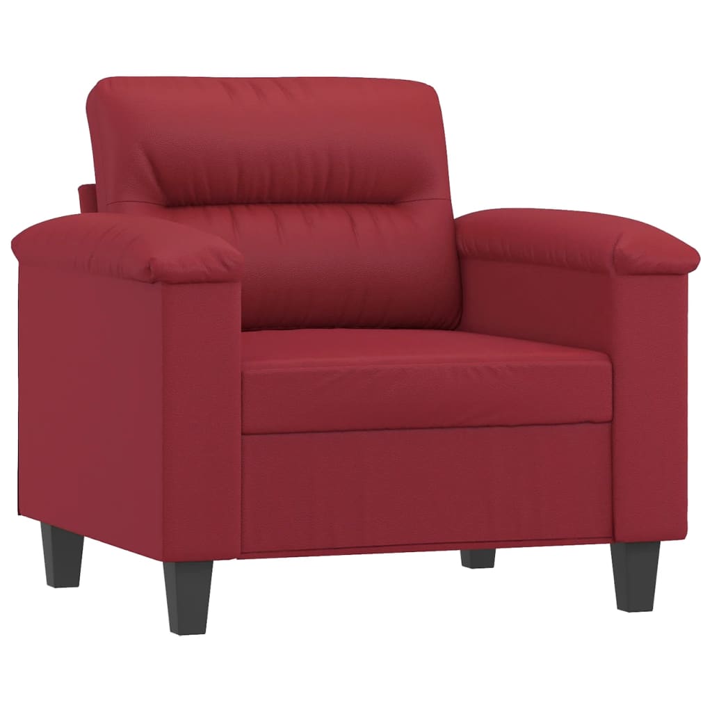 Fauteuil avec tabouret rouge vin 60 cm cuir artificiel