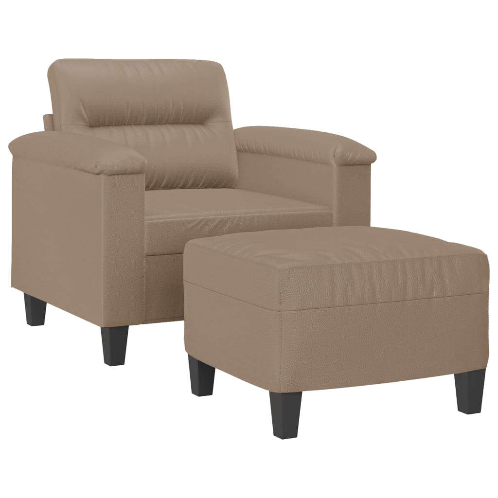 Sessel mit Hocker Cappuccino-Braun 60 cm Kunstleder