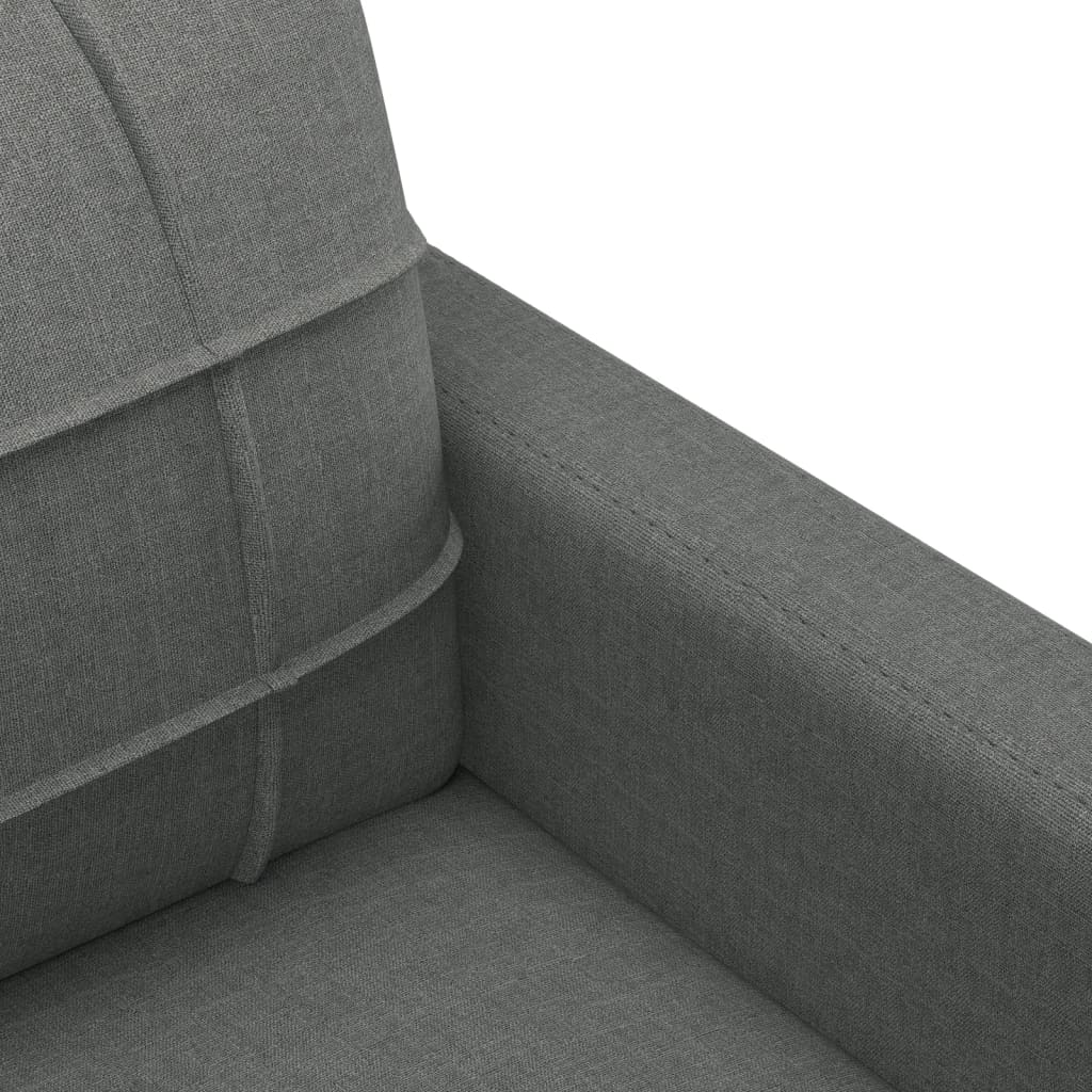 3-piece sofa set with cushions in dark grey fabric