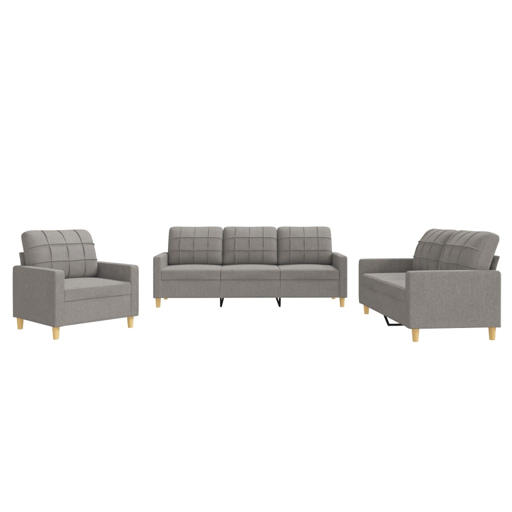 3-piece sofa set with cushions in taupe fabric