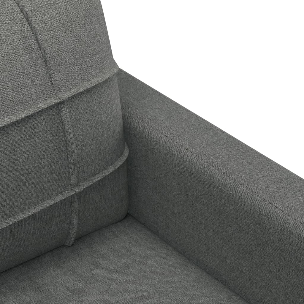 3-piece sofa set with cushions in dark grey fabric