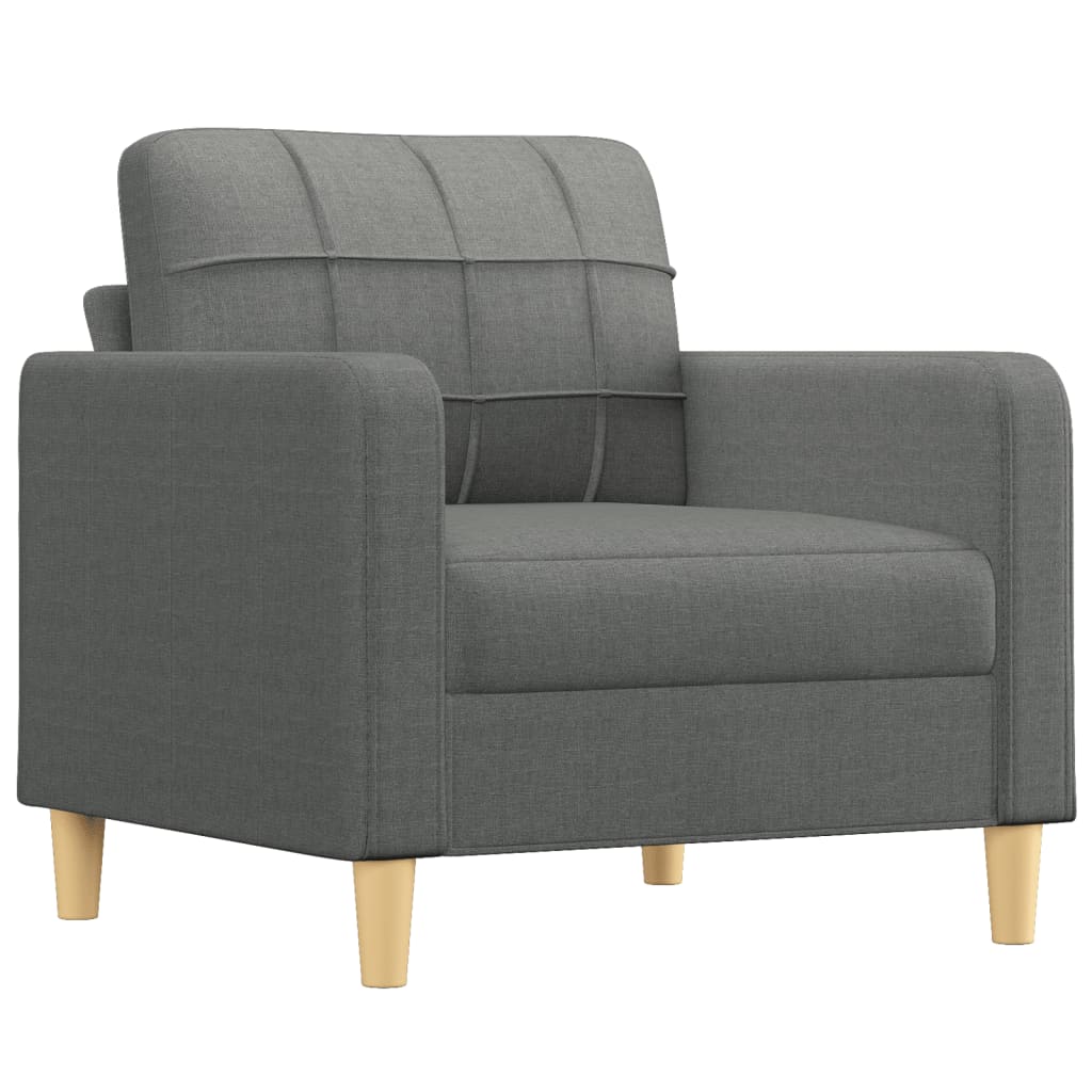 4-piece sofa set with cushions in dark grey fabric