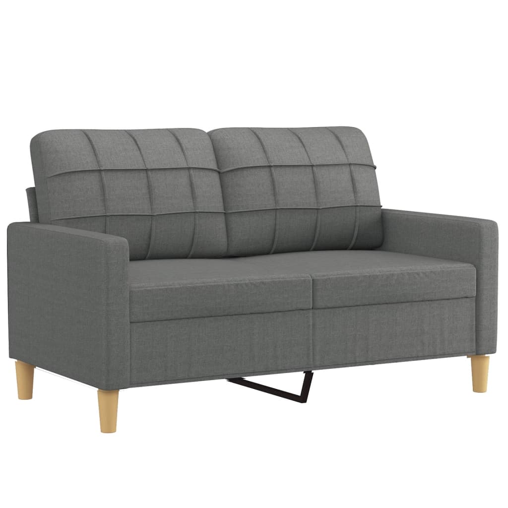 4-piece sofa set with cushions in dark grey fabric