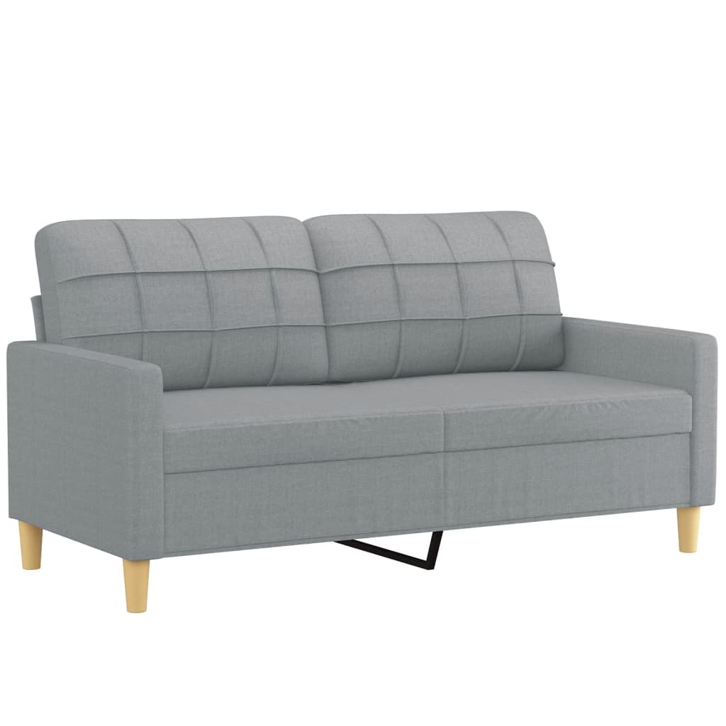 2-piece sofa set with cushions in light grey fabric