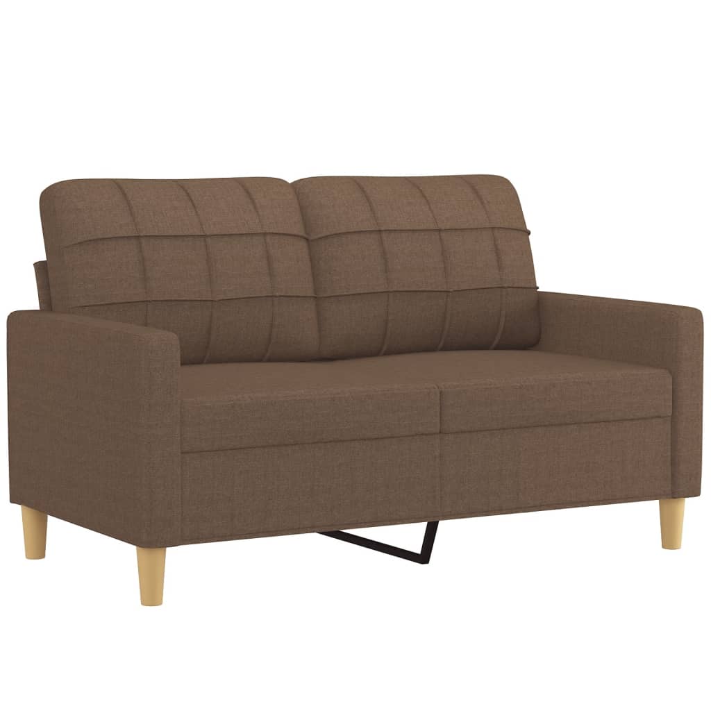 2-piece sofa set with cushions brown fabric