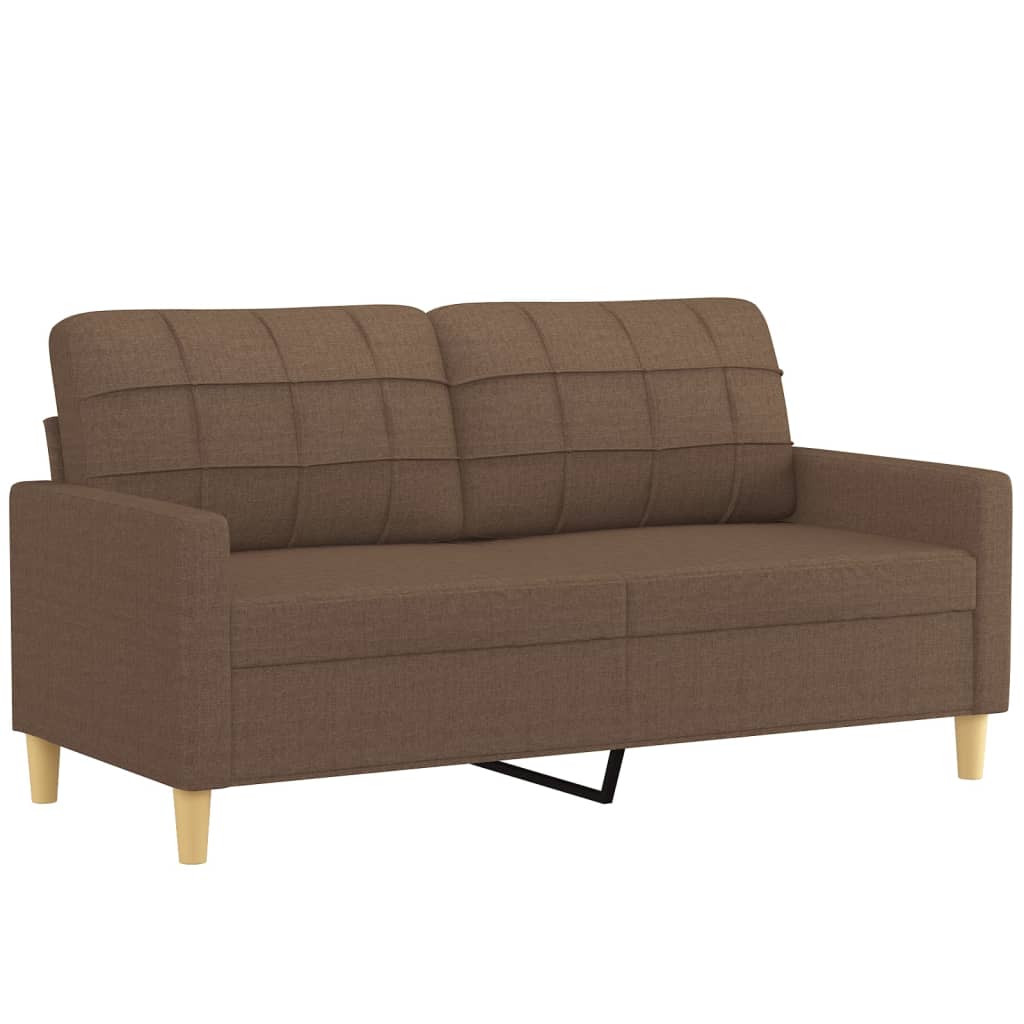 2-piece sofa set with cushions brown fabric