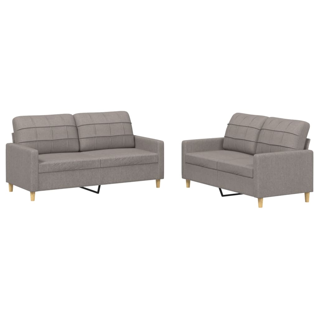 2-piece sofa set with cushions in taupe fabric