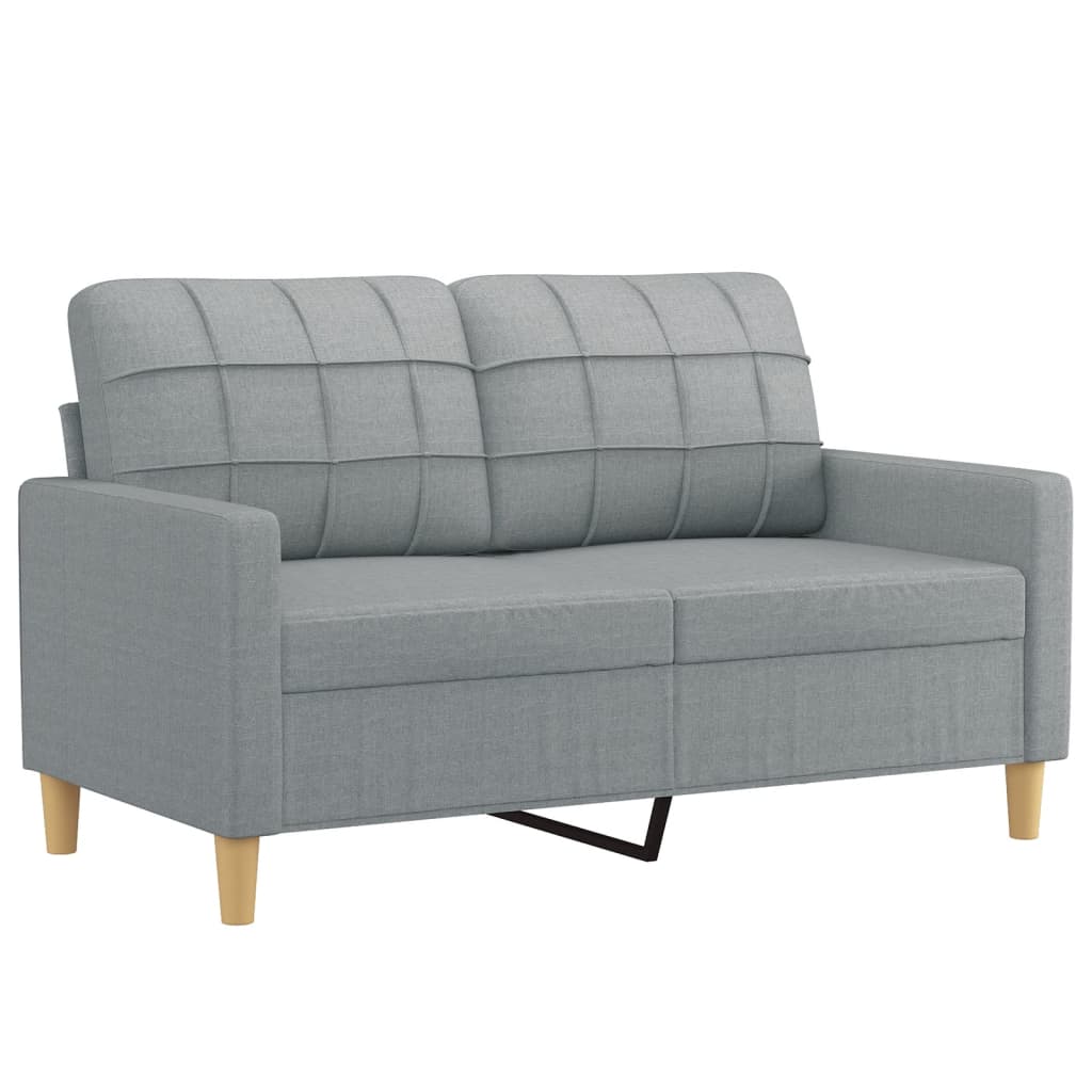 2-piece sofa set with cushions in light grey fabric